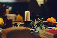 Elegant tablescape under the evening sky.